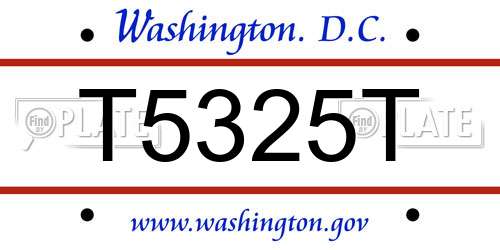 T5325T District Of Columbia License Plate