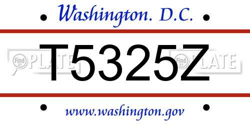 T5325Z District Of Columbia License Plate