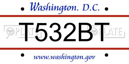 T532BT District Of Columbia License Plate