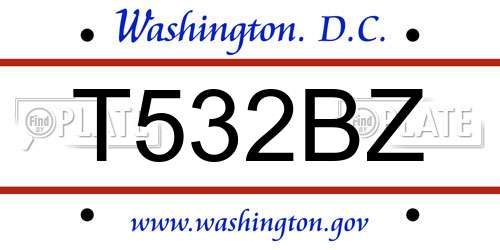 T532BZ District Of Columbia License Plate
