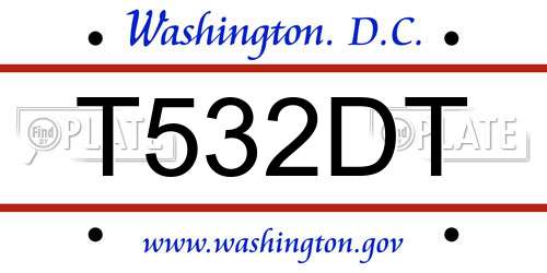 T532DT District Of Columbia License Plate