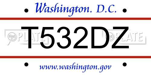 T532DZ District Of Columbia License Plate