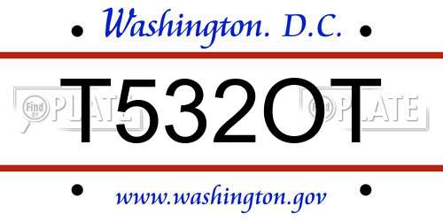 T532OT District Of Columbia License Plate