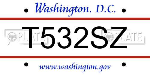 T532SZ District Of Columbia License Plate