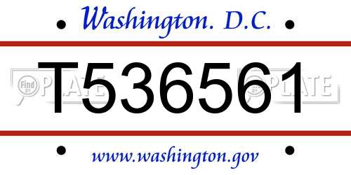 T536561 District Of Columbia License Plate