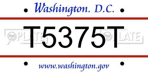 T5375T District Of Columbia License Plate