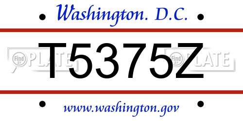 T5375Z District Of Columbia License Plate