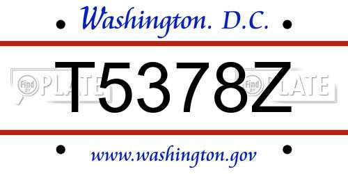 T5378Z District Of Columbia License Plate