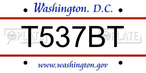 T537BT District Of Columbia License Plate