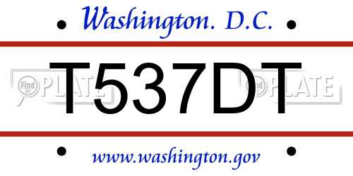 T537DT District Of Columbia License Plate