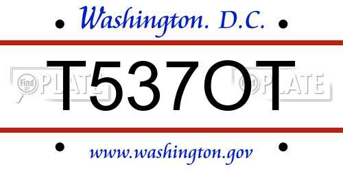 T537OT District Of Columbia License Plate