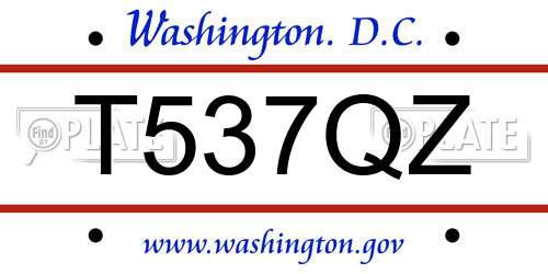 T537QZ District Of Columbia License Plate