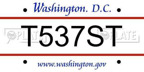 T537ST District Of Columbia License Plate