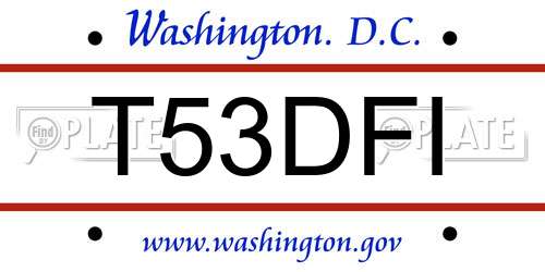 T53DFI District Of Columbia License Plate