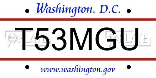T53MGU District Of Columbia License Plate