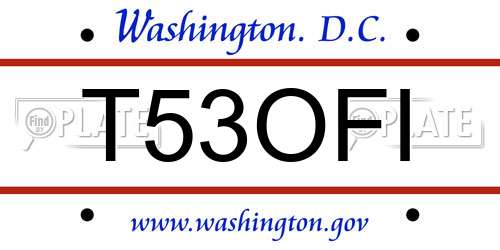 T53OFI District Of Columbia License Plate