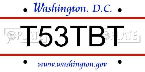 T53TBT District Of Columbia License Plate