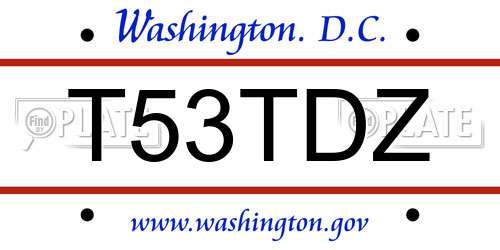 T53TDZ District Of Columbia License Plate