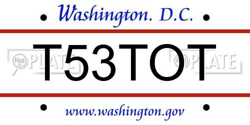 T53TOT District Of Columbia License Plate