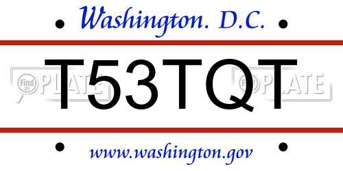T53TQT District Of Columbia License Plate