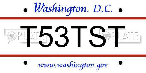 T53TST District Of Columbia License Plate
