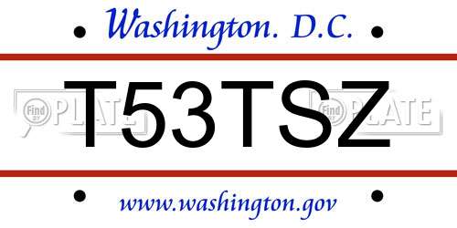 T53TSZ District Of Columbia License Plate