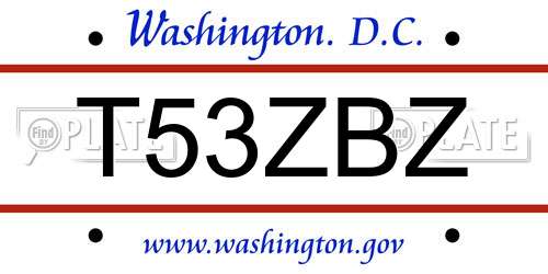 T53ZBZ District Of Columbia License Plate