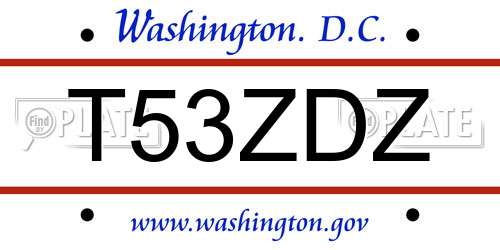 T53ZDZ District Of Columbia License Plate