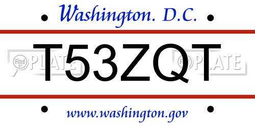 T53ZQT District Of Columbia License Plate