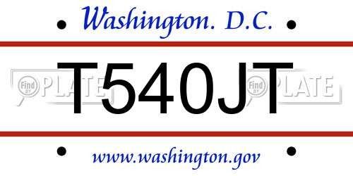 T540JT District Of Columbia License Plate