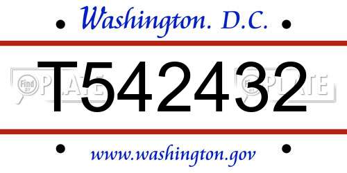 T542432 District Of Columbia License Plate