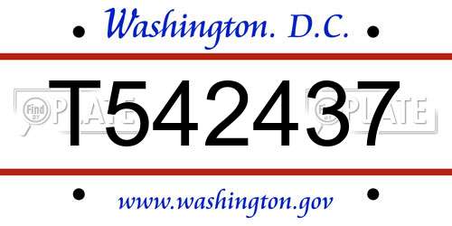T542437 District Of Columbia License Plate