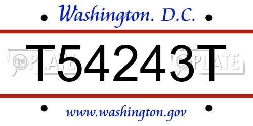 T54243T District Of Columbia License Plate