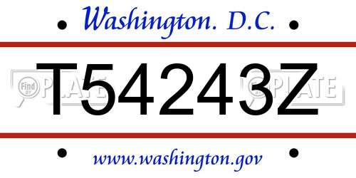 T54243Z District Of Columbia License Plate