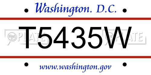 T5435W District Of Columbia License Plate