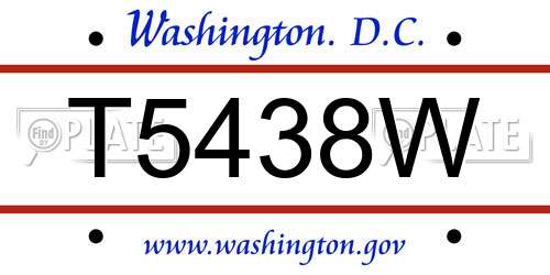 T5438W District Of Columbia License Plate