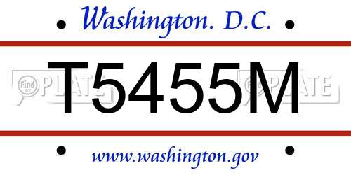T5455M District Of Columbia License Plate