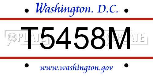 T5458M District Of Columbia License Plate