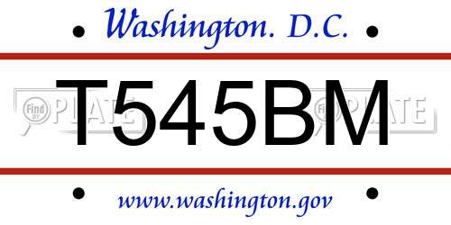 T545BM District Of Columbia License Plate