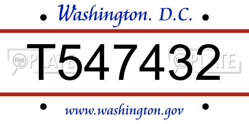 T547432 District Of Columbia License Plate