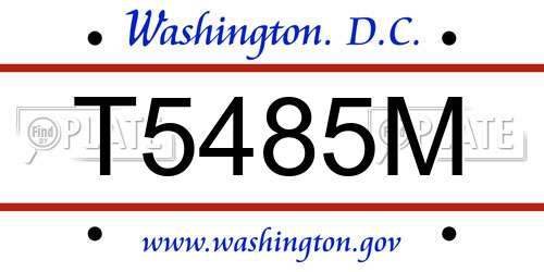 T5485M District Of Columbia License Plate
