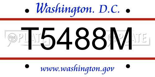 T5488M District Of Columbia License Plate