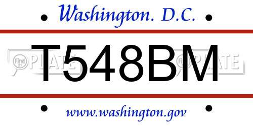T548BM District Of Columbia License Plate