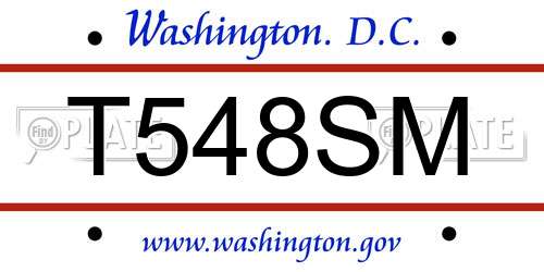 T548SM District Of Columbia License Plate