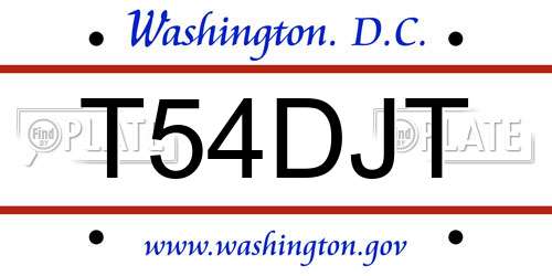 T54DJT District Of Columbia License Plate
