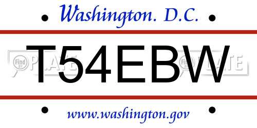 T54EBW District Of Columbia License Plate