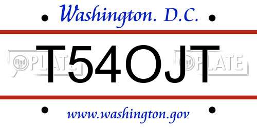 T54OJT District Of Columbia License Plate