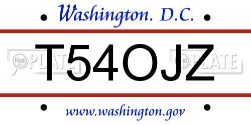 T54OJZ District Of Columbia License Plate