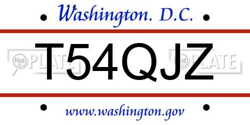 T54QJZ District Of Columbia License Plate