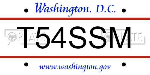 T54SSM District Of Columbia License Plate